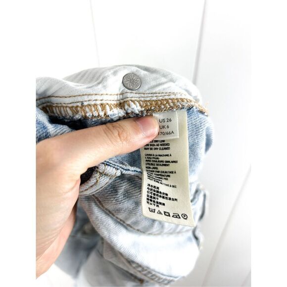 Free People X We the Free Montauk Button Fly Mini Distressed Denim Skirt 26 - Picture 9 of 12